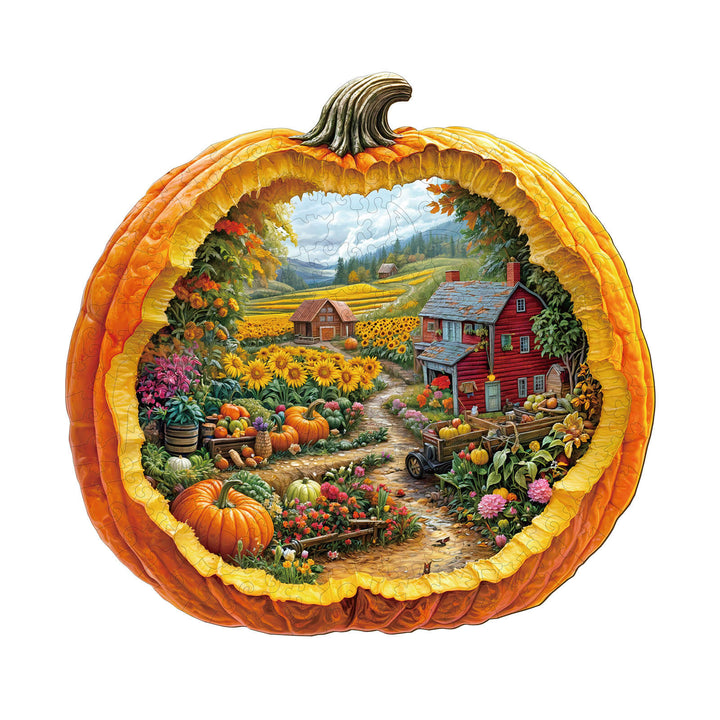 Pumpkin Summer Farm Wooden Jigsaw Puzzle
