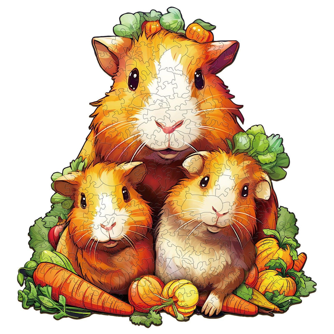 Guinea Pig Family Wooden Jigsaw Puzzle-Woodbests