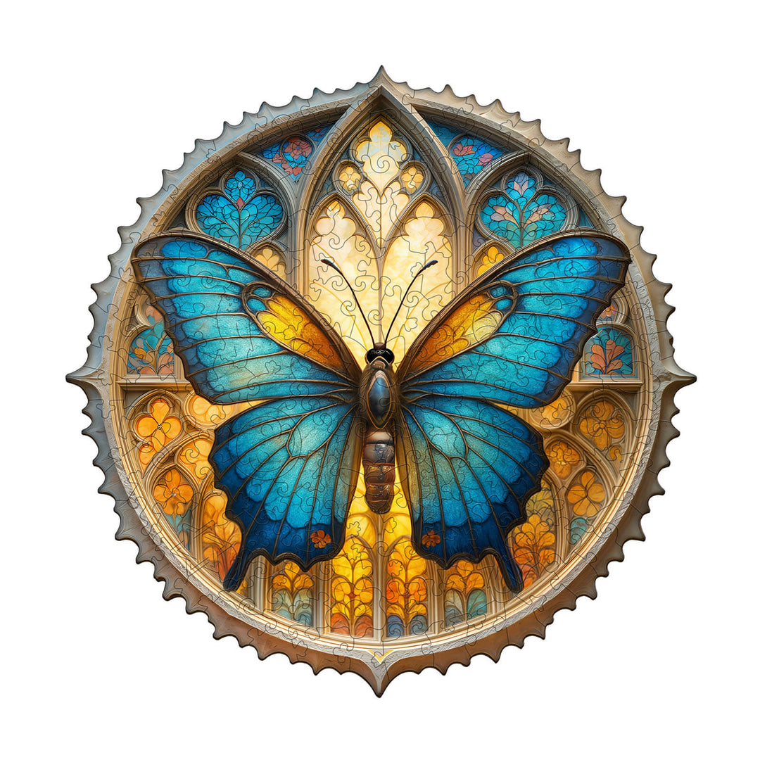 Colorful window butterfly Wooden Jigsaw Puzzle