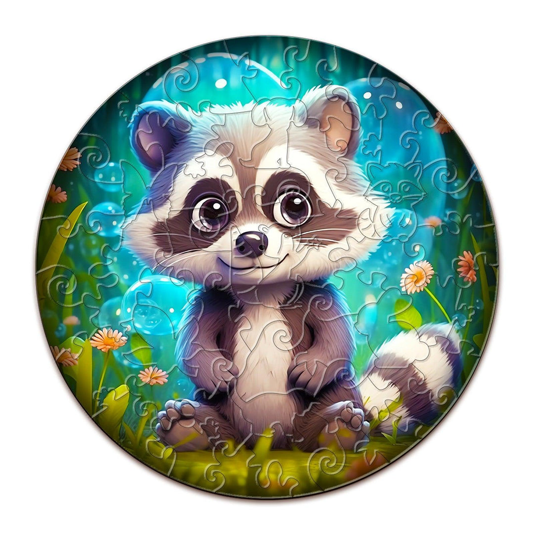 Cute Raccoon Children's Wooden Jigsaw Puzzle-Woodbests