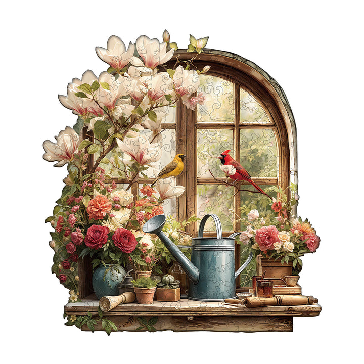 Windowsill in the sun Wooden Jigsaw Puzzle