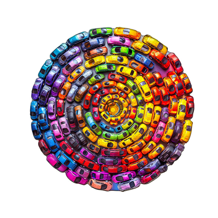 Colorful Swirl Car-2 Wooden Jigsaw Puzzle
