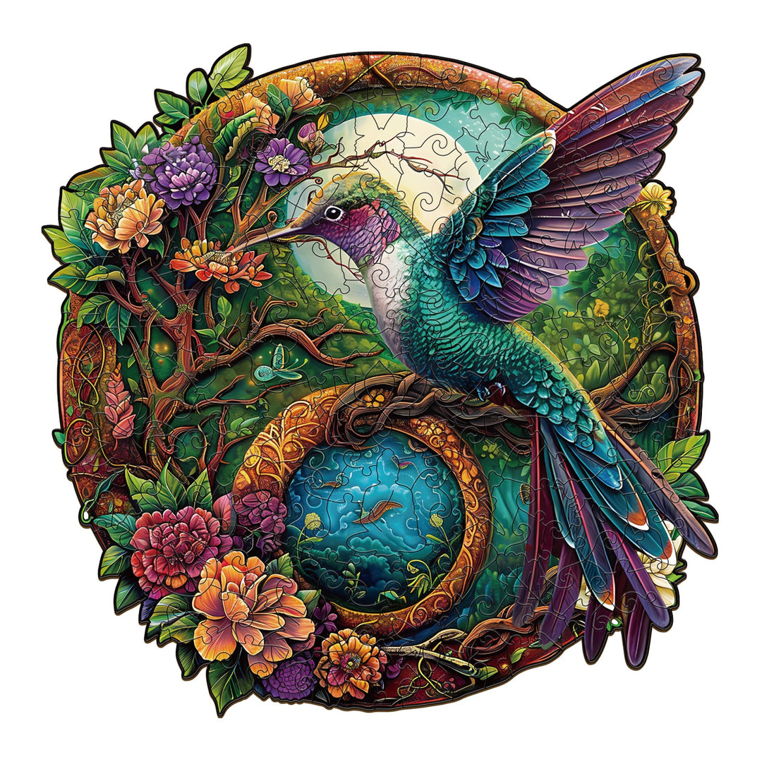 Yin Yang Hummingbird-2 Wooden Jigsaw Puzzle-Woodbests