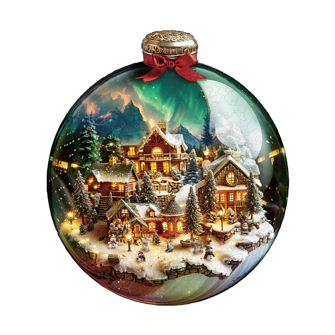 Christmas crystal ball Wooden Jigsaw Puzzle