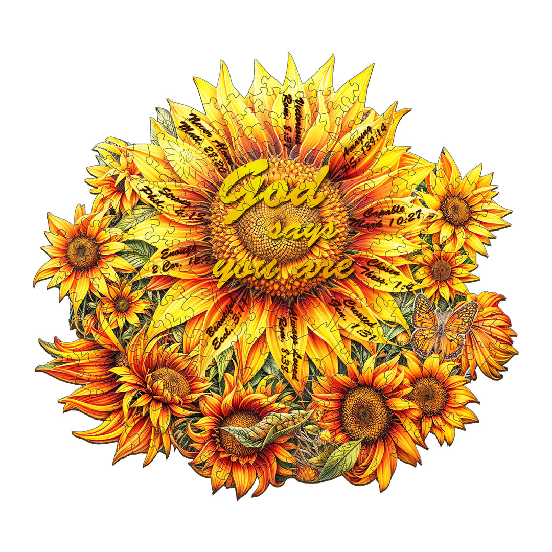 God's sunflower Wooden Jigsaw Puzzle