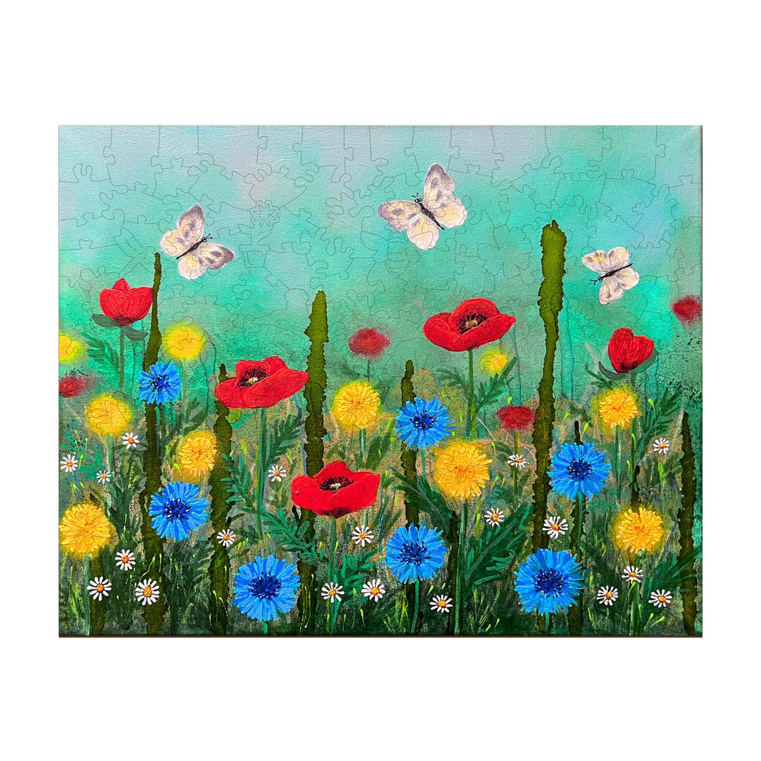 Vibrant artwork of poppy flowers and butterflies by Nicholas John VARDAXIS, showcasing nature's beauty.
