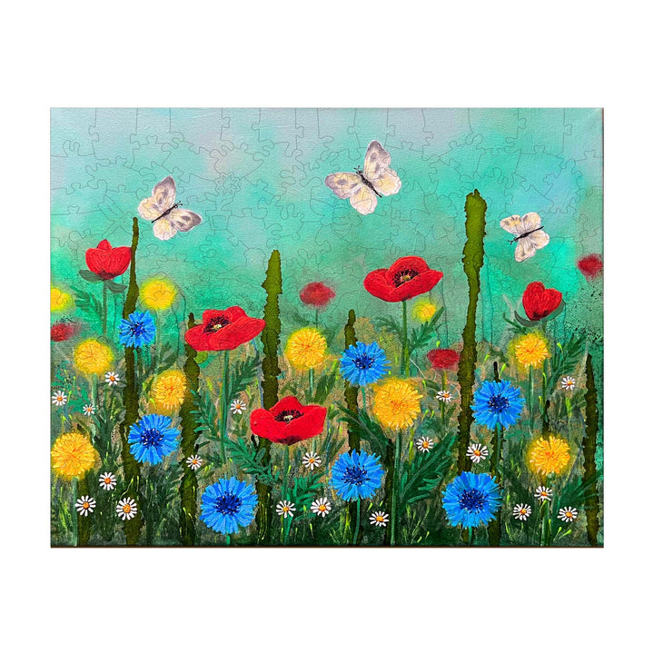 Vibrant artwork of poppy flowers and butterflies by Nicholas John VARDAXIS, showcasing nature's beauty.