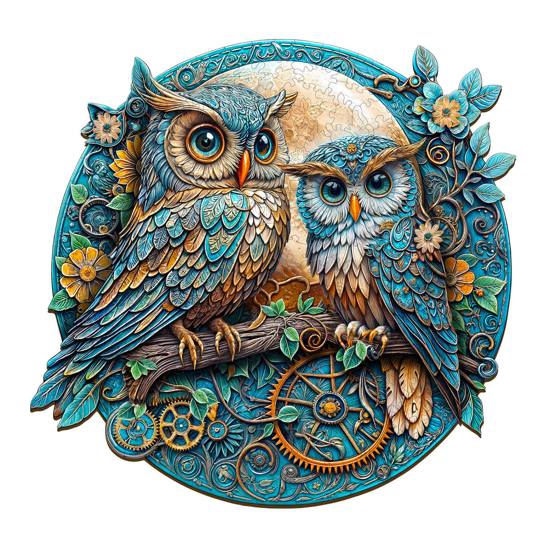 Colorful embossed owl wooden jigsaw puzzle featuring intricate designs and details, perfect for puzzle enthusiasts.