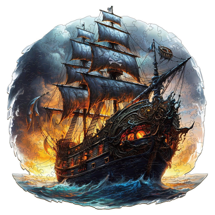 Vibrant sailing ship wooden jigsaw puzzle with unique shapes, intricate designs, and expert craftsmanship in basswood.