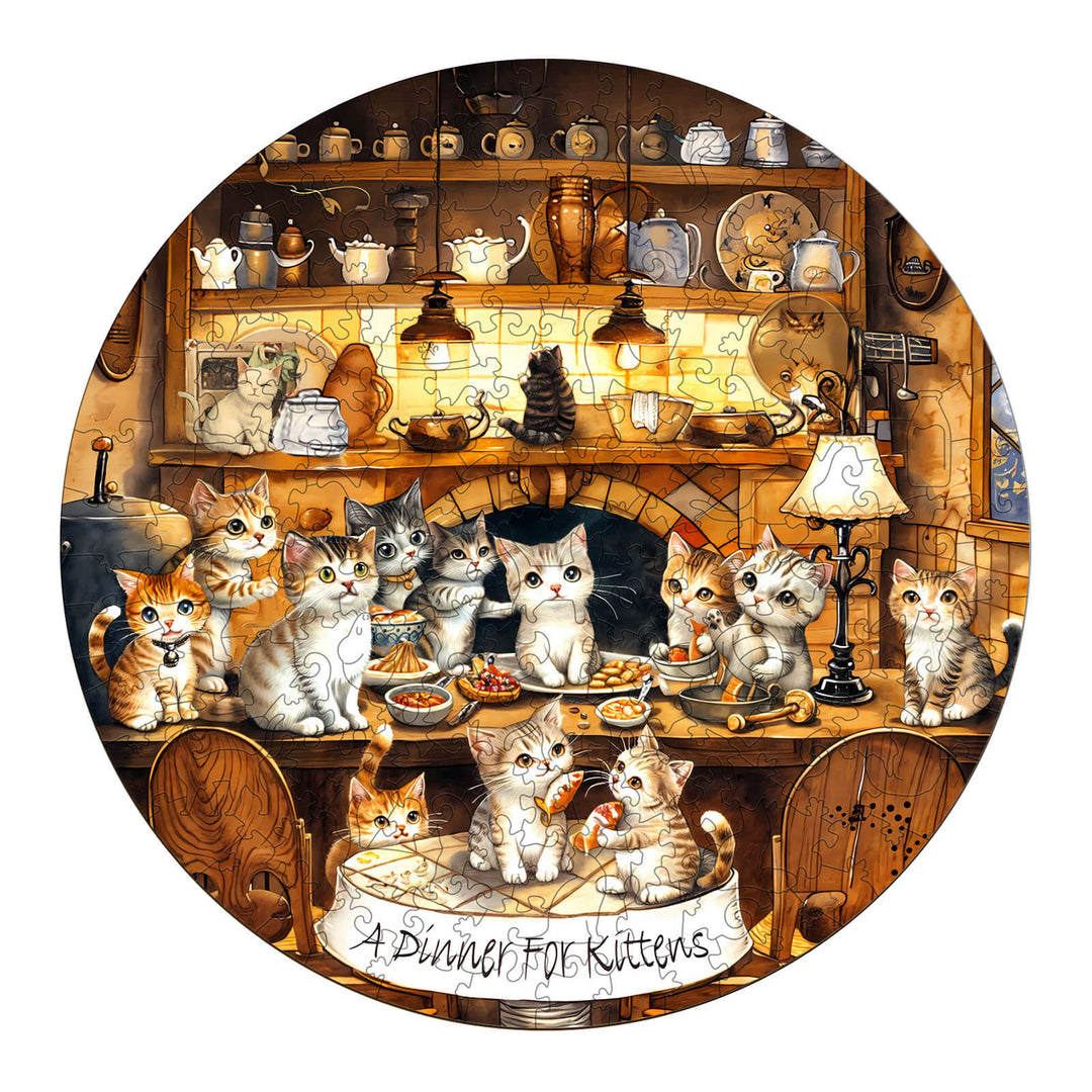 Cat party  Wooden Jigsaw Puzzle
