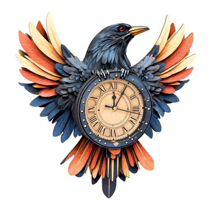 Raven– DIY Wooden Clock, 3D Puzzle Craft Kit