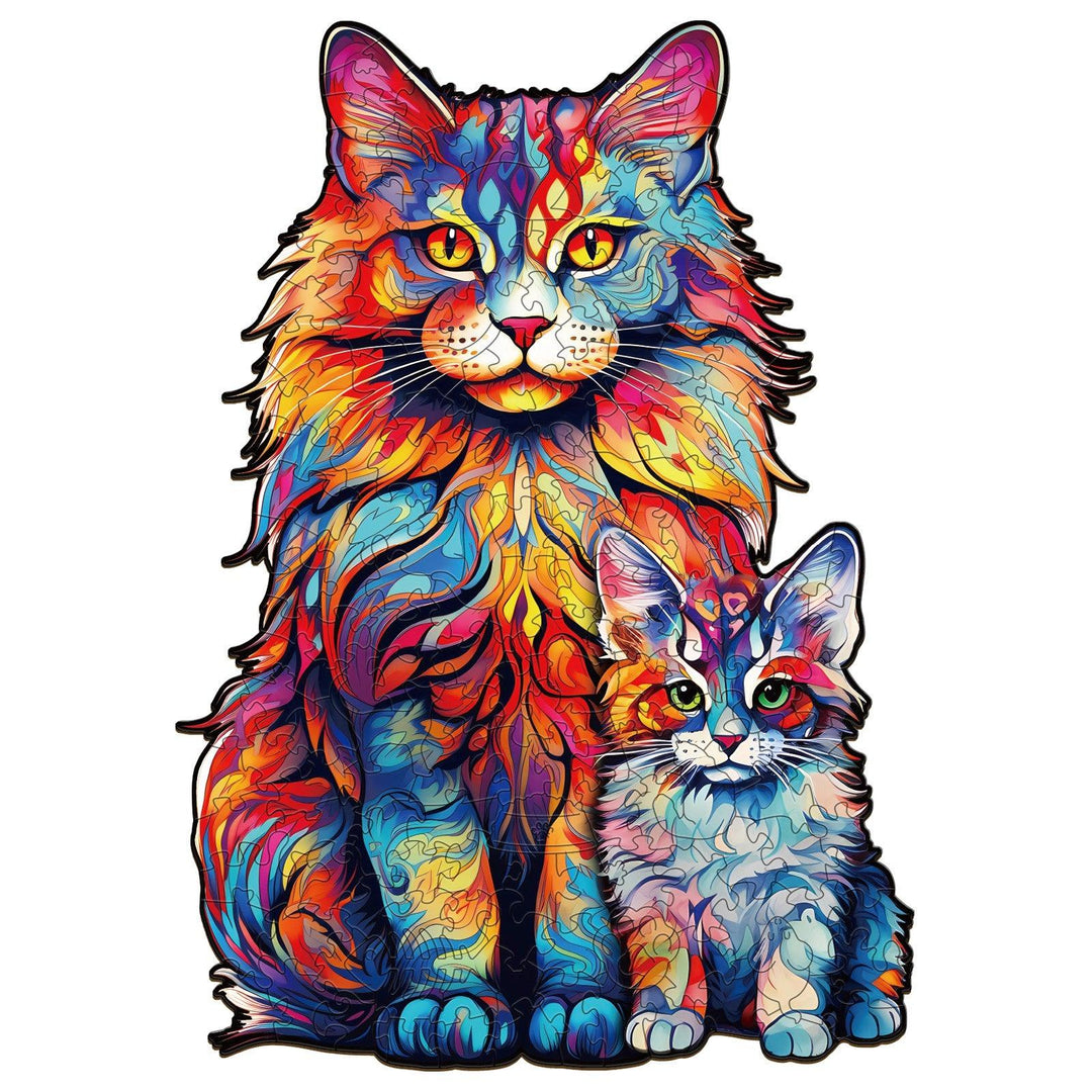 Maine Coon Family-2 Wooden Jigsaw Puzzle-Woodbests