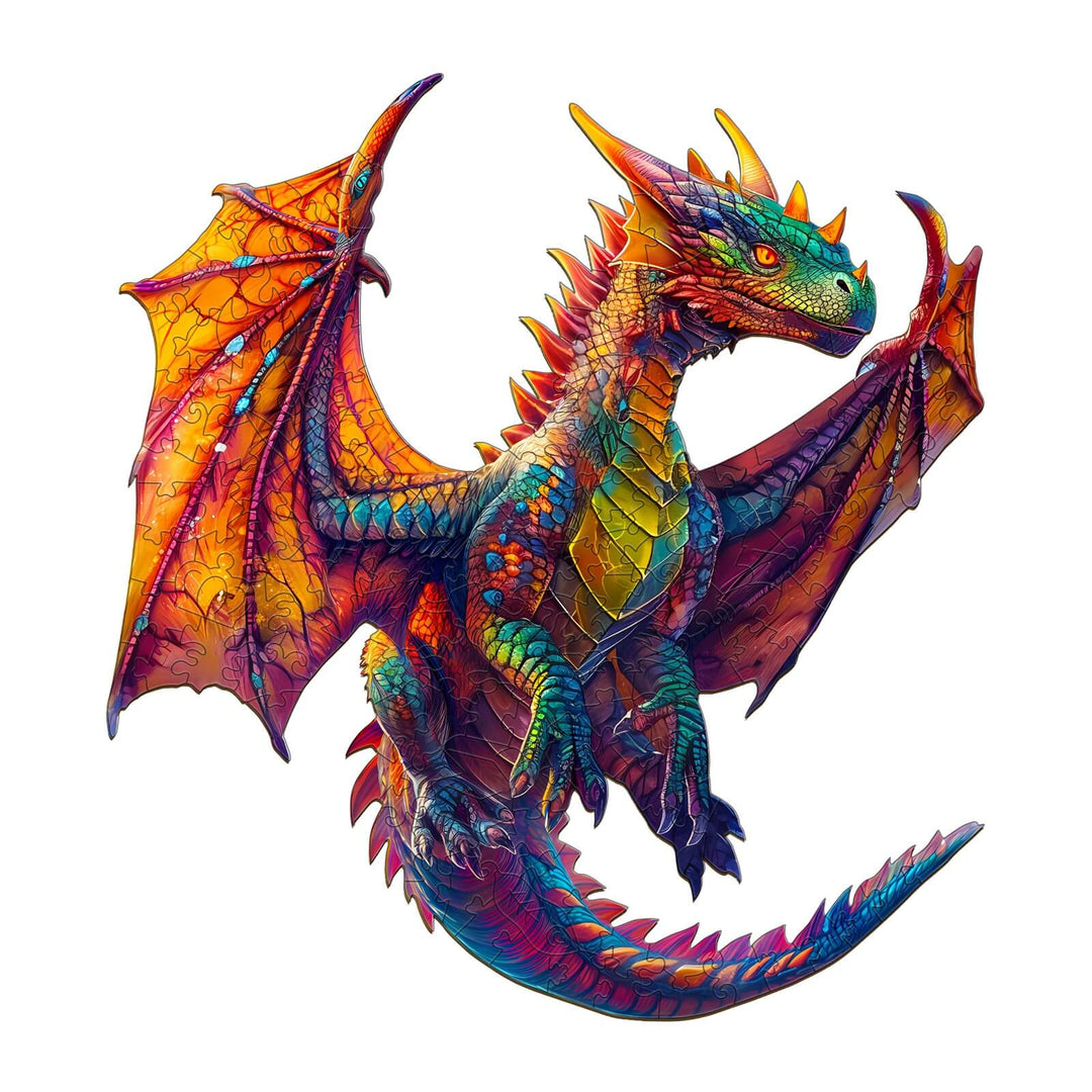 Colorful dragon wooden jigsaw puzzle, perfect for enhancing focus and cognitive skills through engaging mind games.