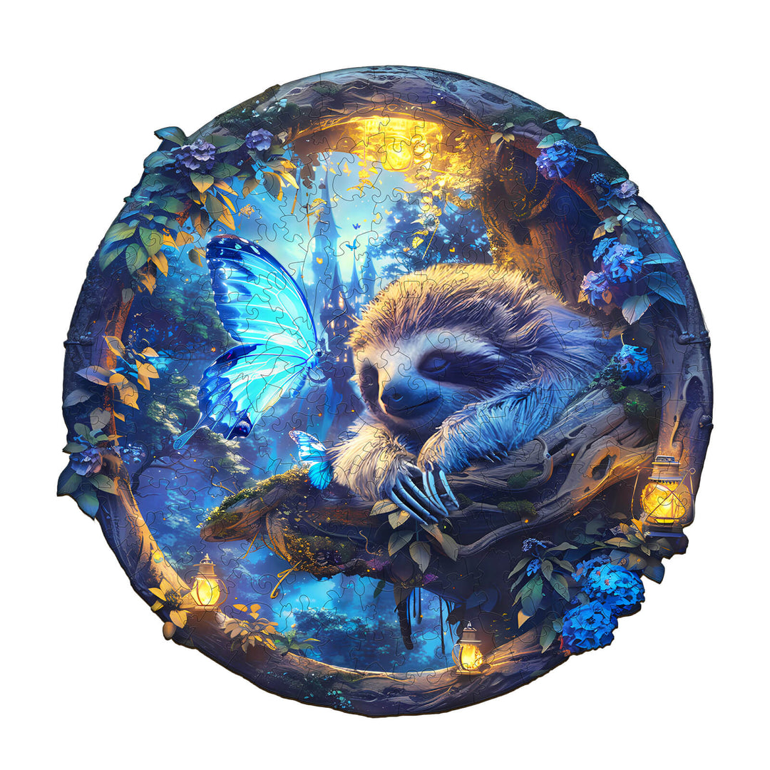 Butterfly and Sloth-2 Wooden Jigsaw Puzzle