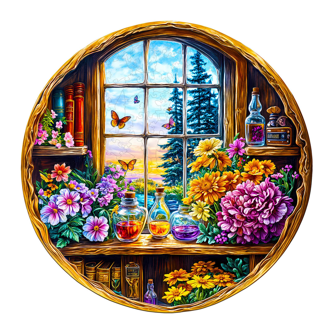 Dreamy window  Wooden Jigsaw Puzzle