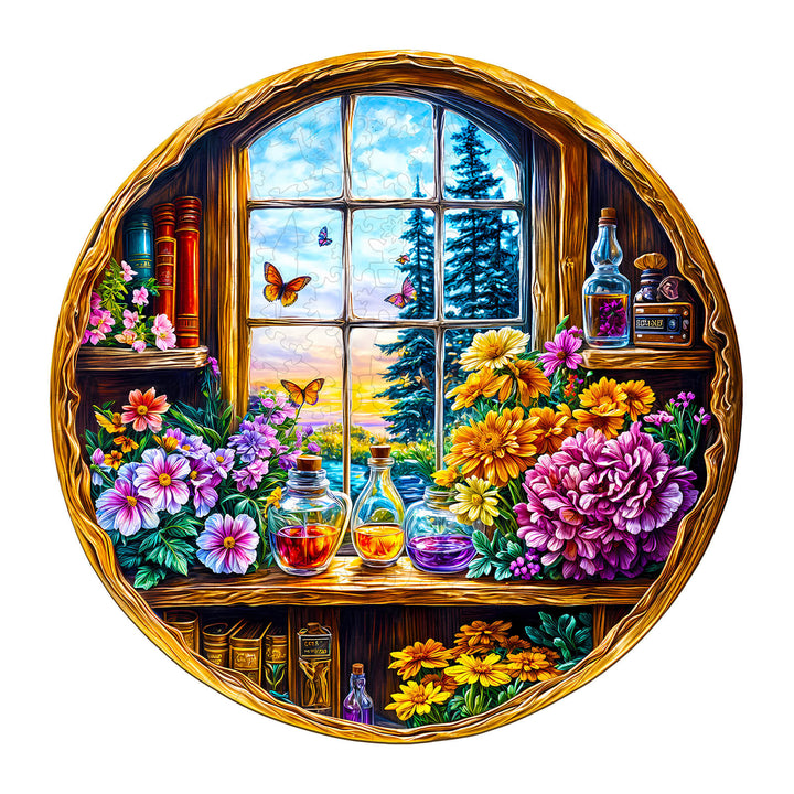 Dreamy window  Wooden Jigsaw Puzzle