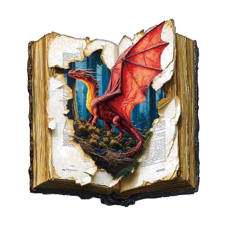 Dragon on the page Wooden Jigsaw Puzzle