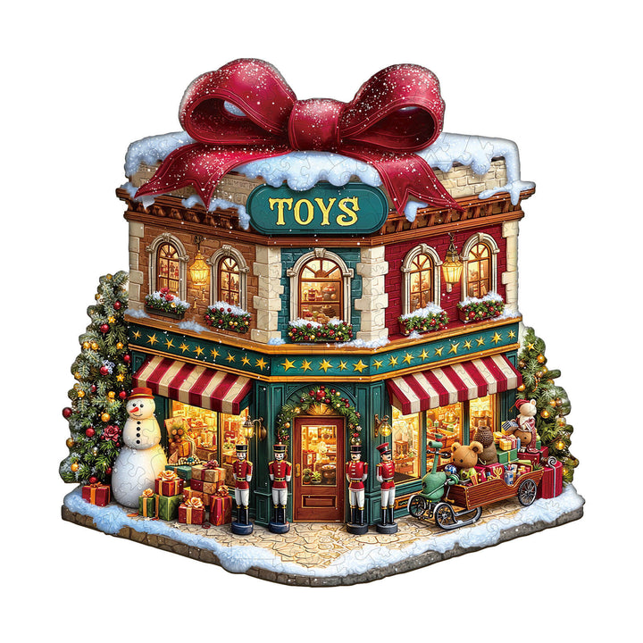 Christmas Toy Store Wooden Jigsaw Puzzle