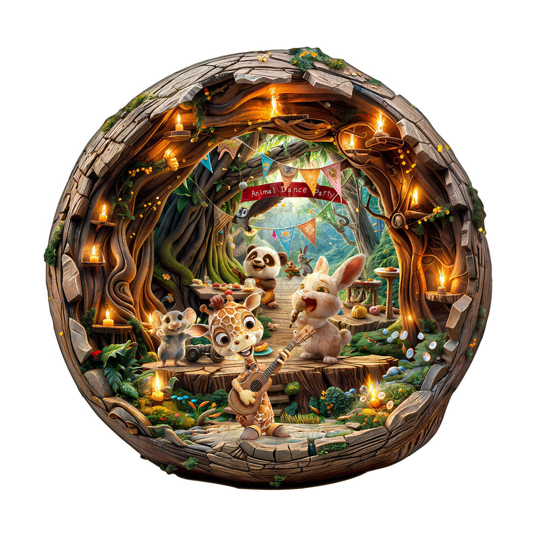 Animal party-2 Wooden Jigsaw Puzzle