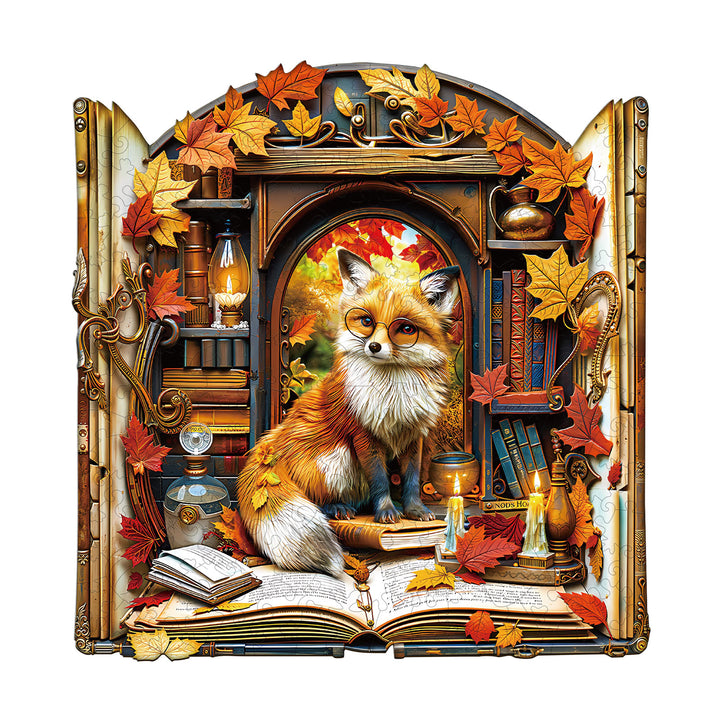 Bookcase Fox Wooden Jigsaw Puzzle