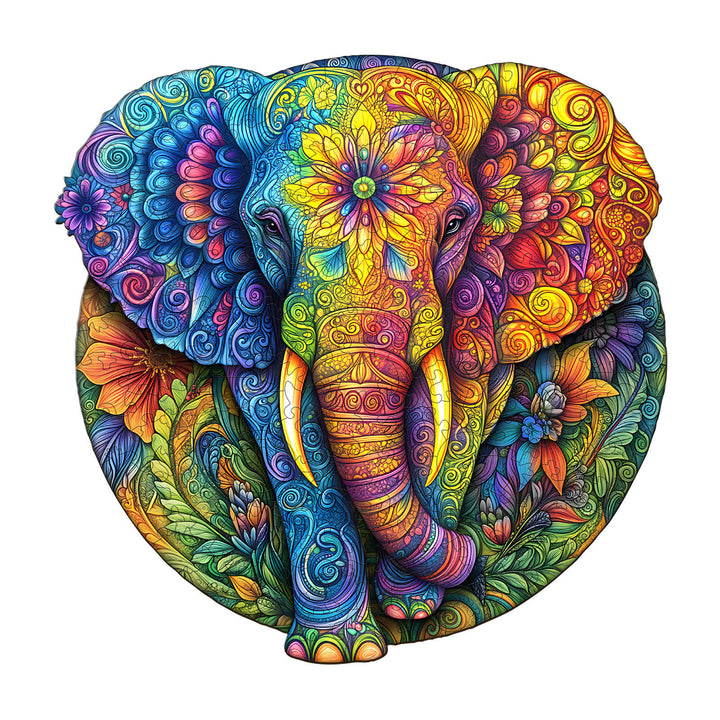 Mandala Elephant Wooden Jigsaw Puzzle
