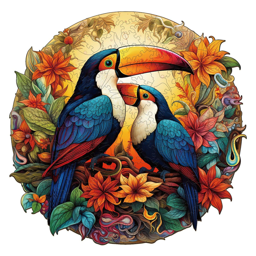 Colorful Toucans Wooden Jigsaw Puzzle-Woodbests