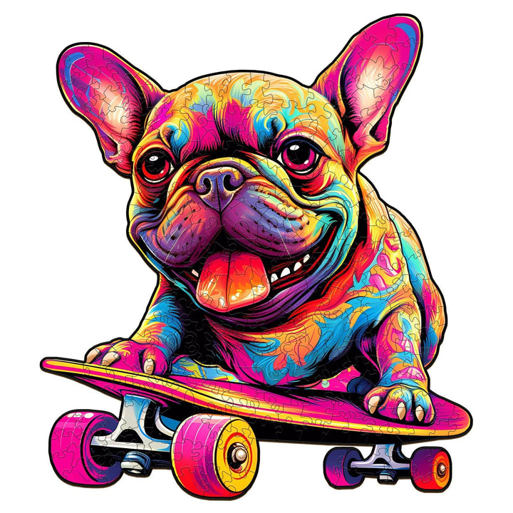 Skate Frenchie Wooden Jigsaw Puzzle