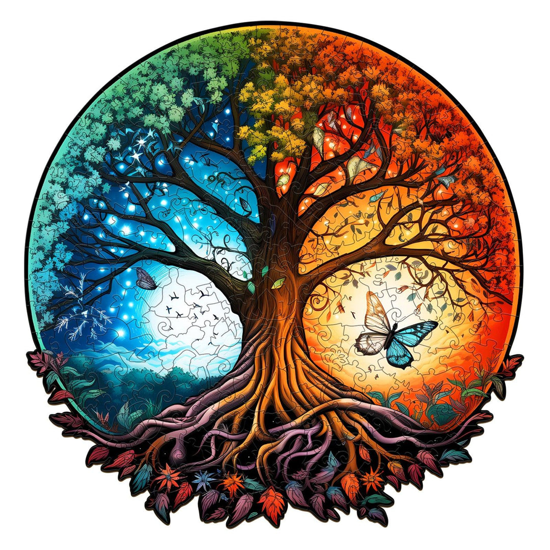Yin Yang Tree Of Life 7 Wooden Jigsaw Puzzle-Woodbests