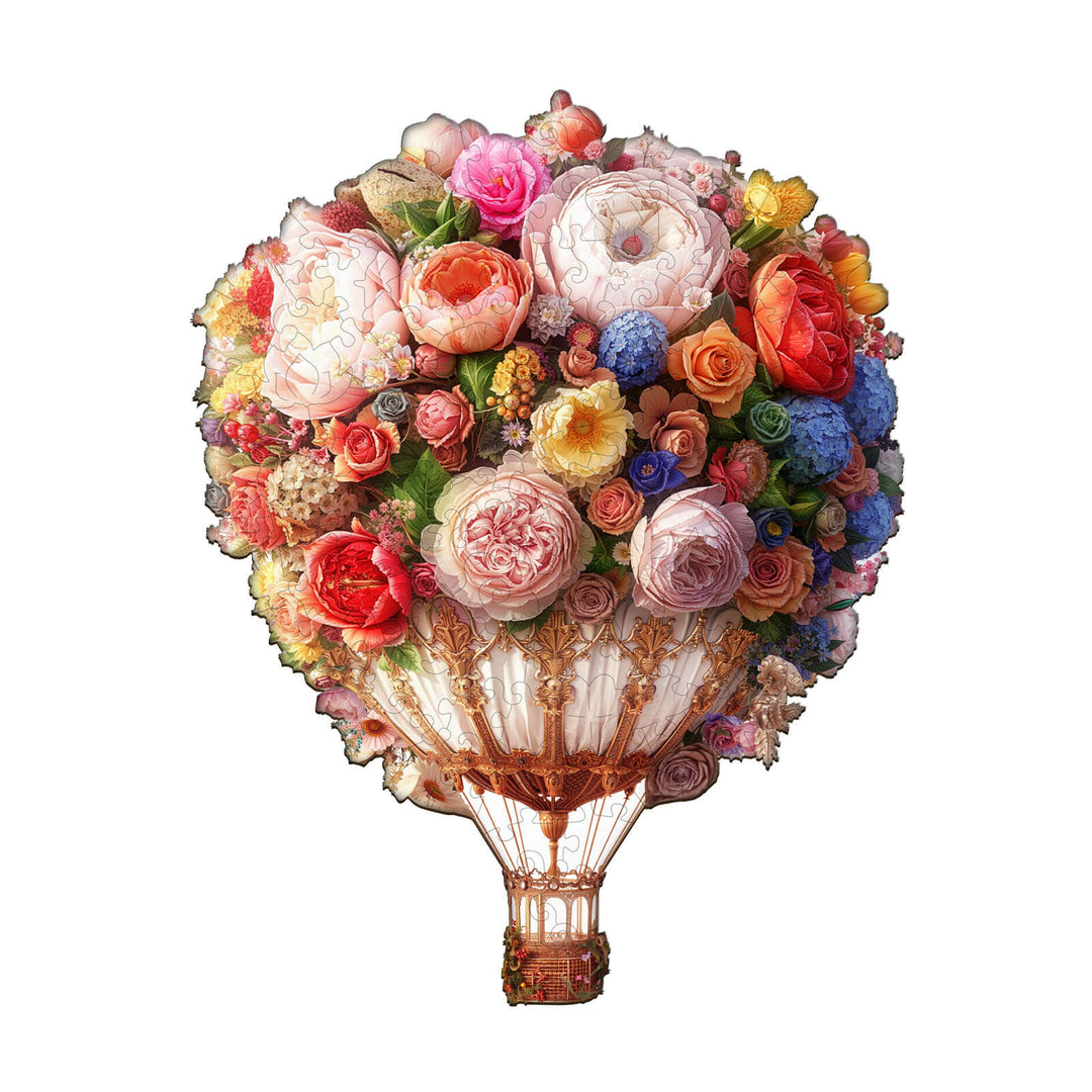 Bouquet Hot air Balloon Wooden Jigsaw Puzzle