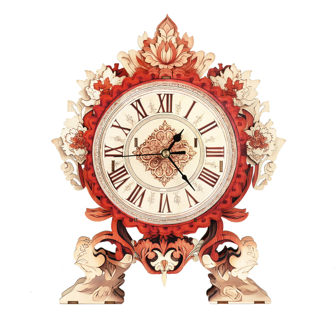 Fire Flame Flower– DIY Wooden Clock, 3D Puzzle Craft Kit
