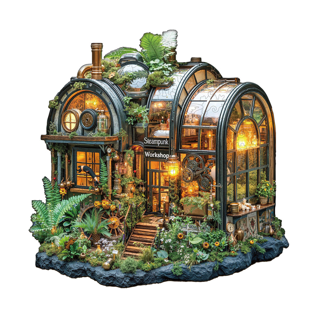 Steampunk greenhouse Wooden Jigsaw Puzzle