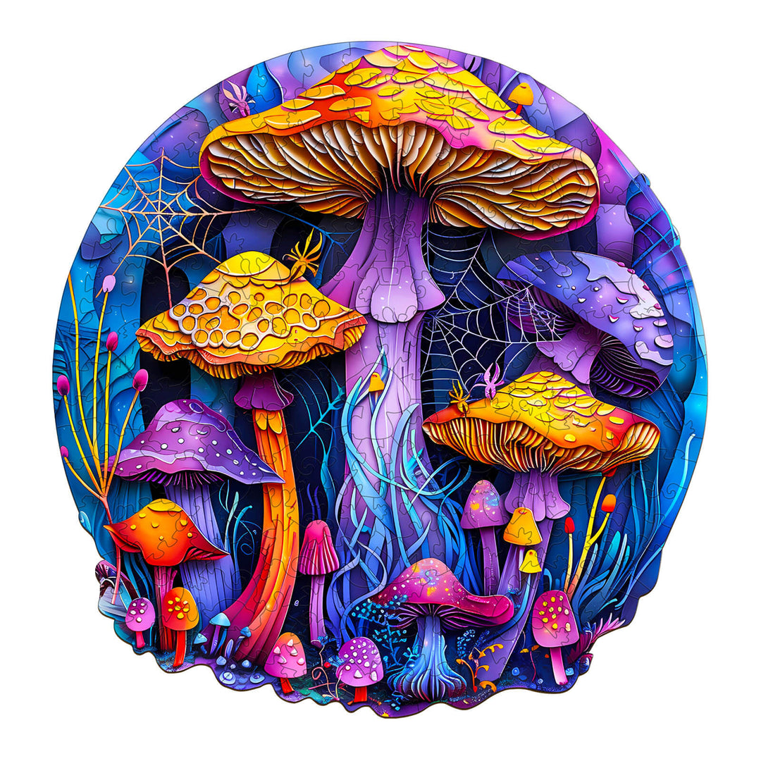 Paper Cut Mushroom Wooden Jigsaw Puzzle