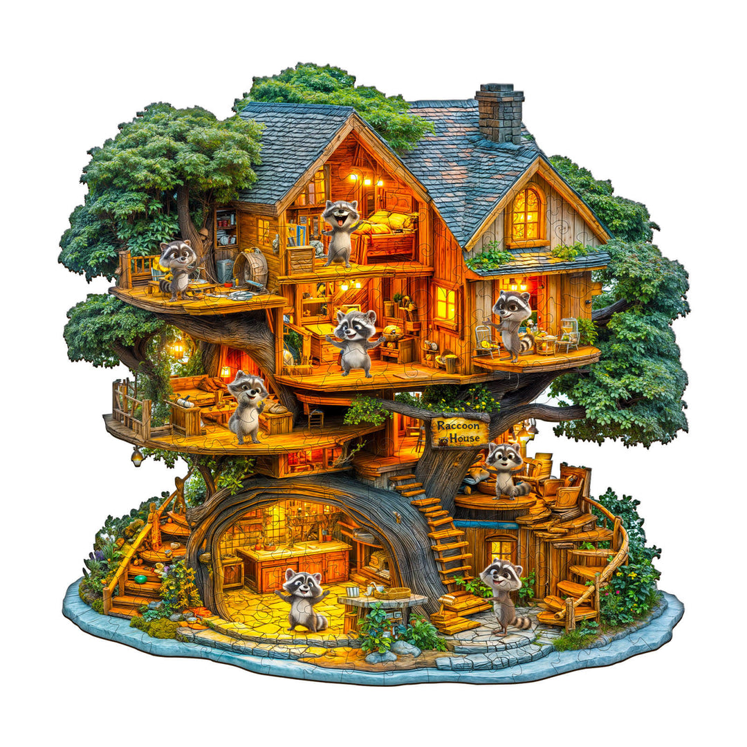 Waschbär Haus Holz-Puzzle