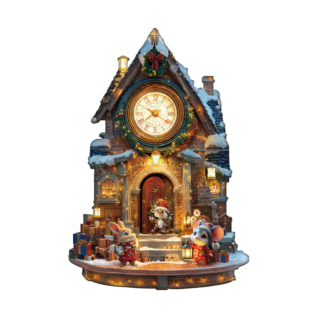 Christmas Clock Tower-1 Wooden Jigsaw Puzzle