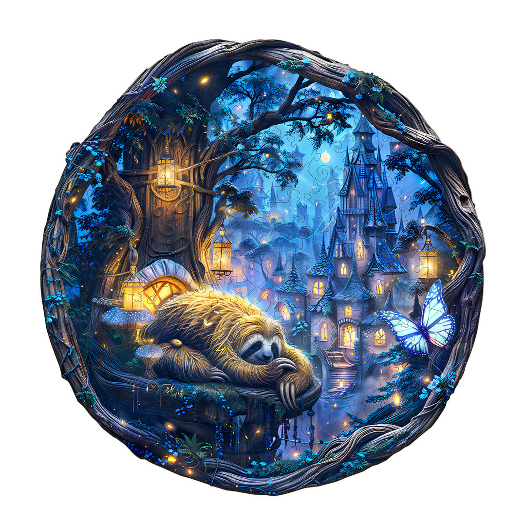 Schmetterling- und Faultier-Holzpuzzle