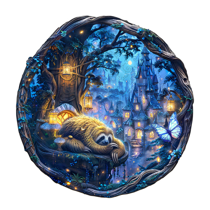 Schmetterling- und Faultier-Holzpuzzle