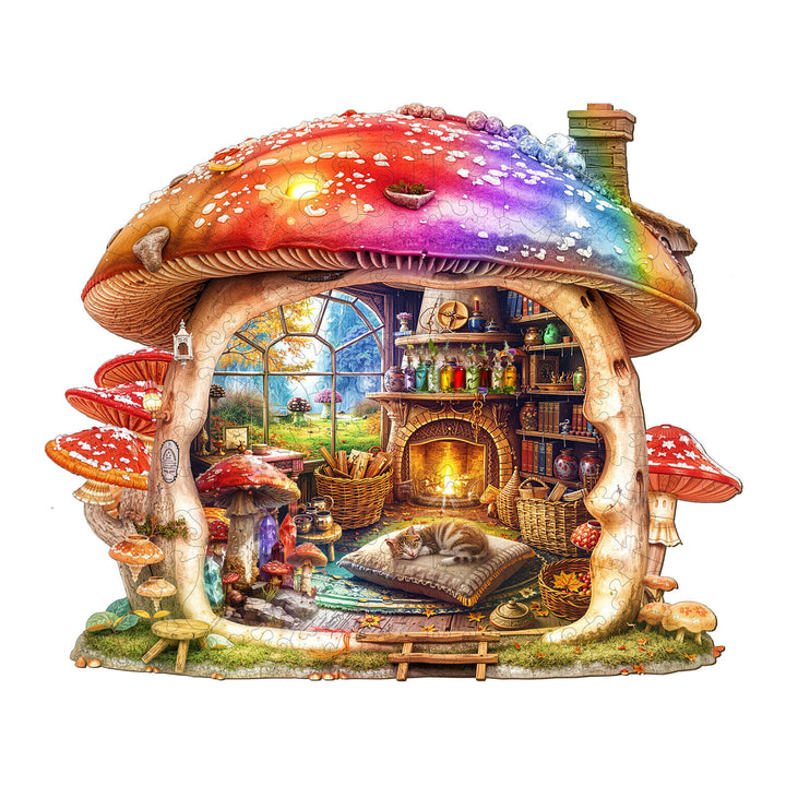 Rainbow Mushroom House Wooden Jigsaw Puzzle