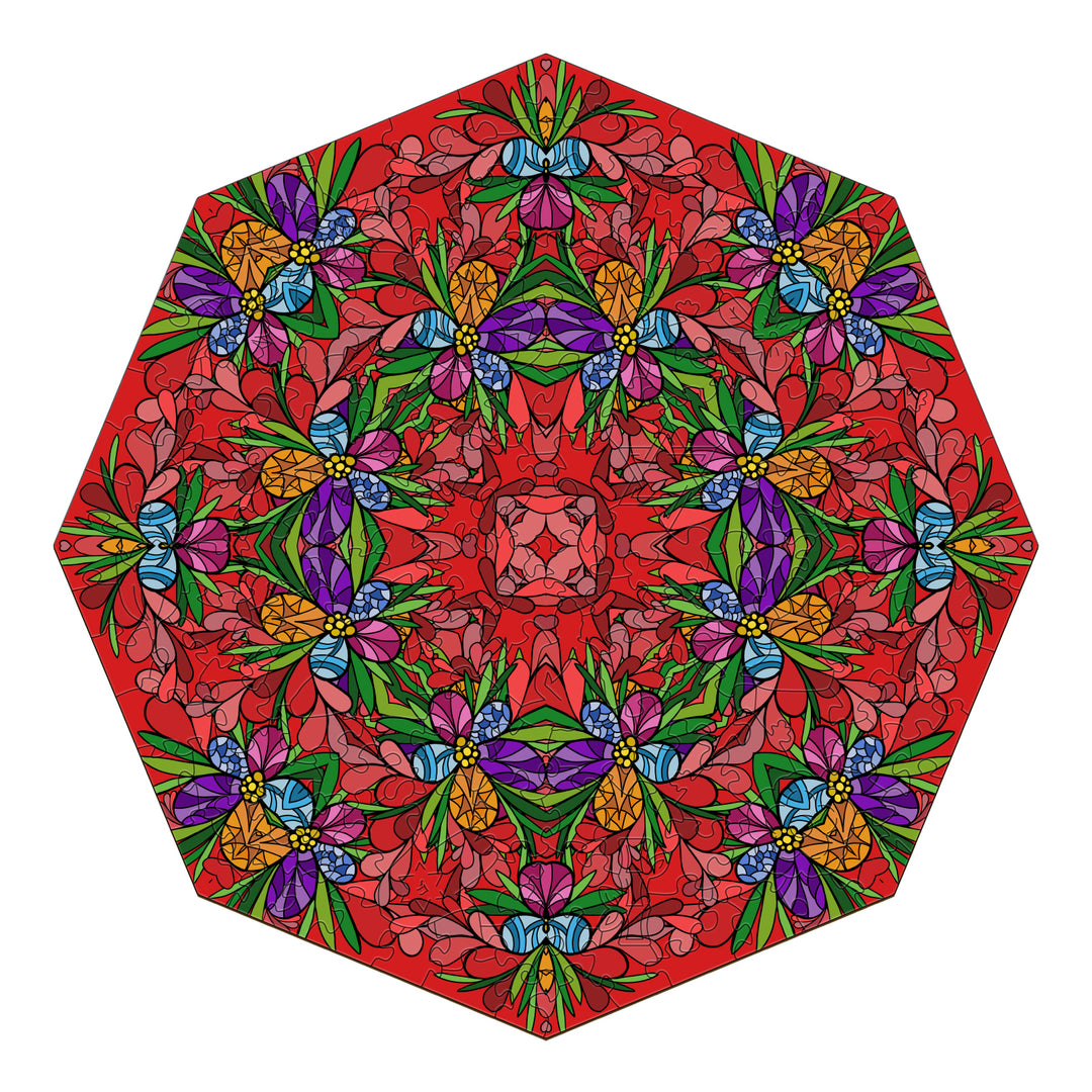 Colorful mandala doodle art featuring vibrant flowers and leaves by Lori Anne McKague, perfect for art enthusiasts.