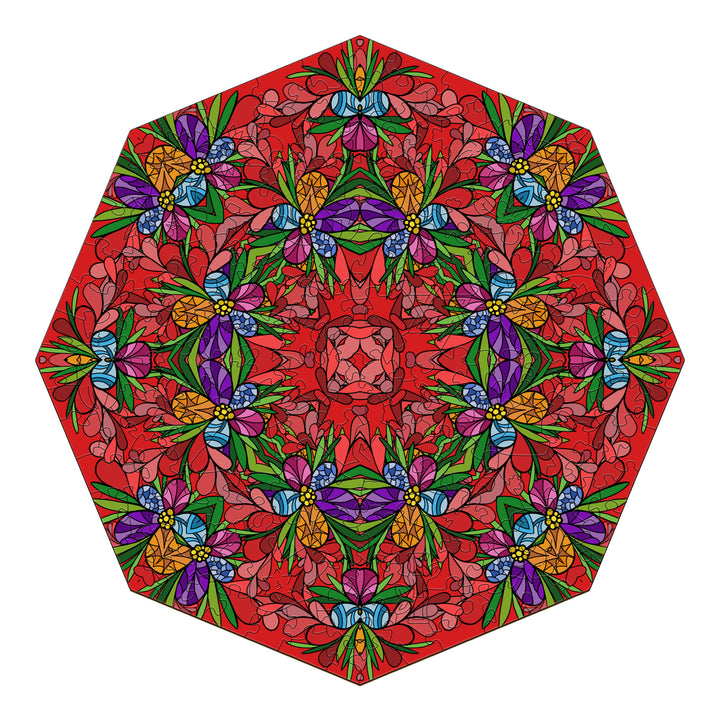 Colorful mandala doodle art featuring vibrant flowers and leaves by Lori Anne McKague, perfect for art enthusiasts.