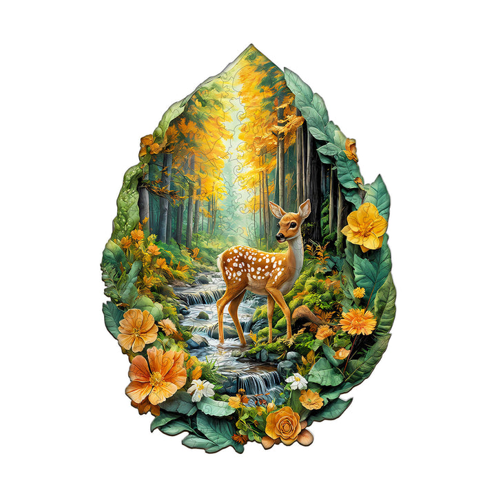 Leaf Forest deer Wooden Jigsaw Puzzle