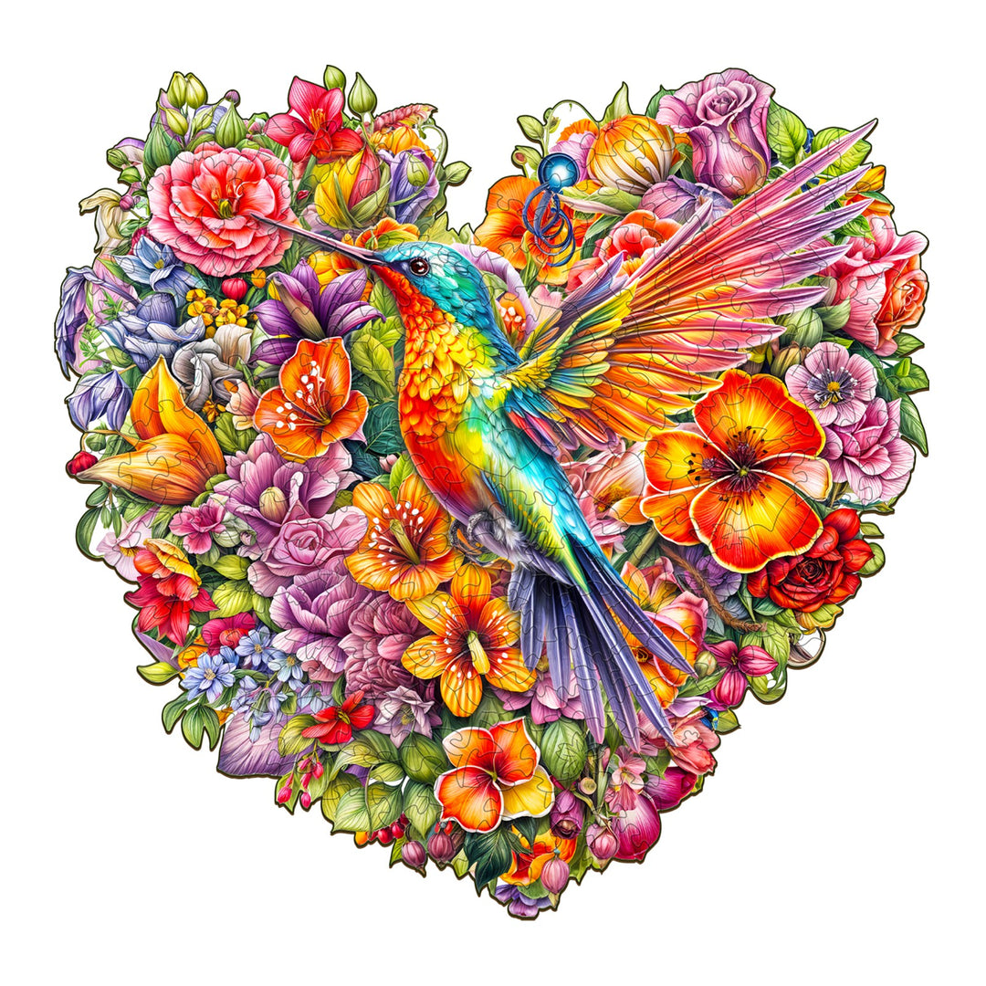 Hummingbird and Flower Wooden Jigsaw Puzzle-Woodbests