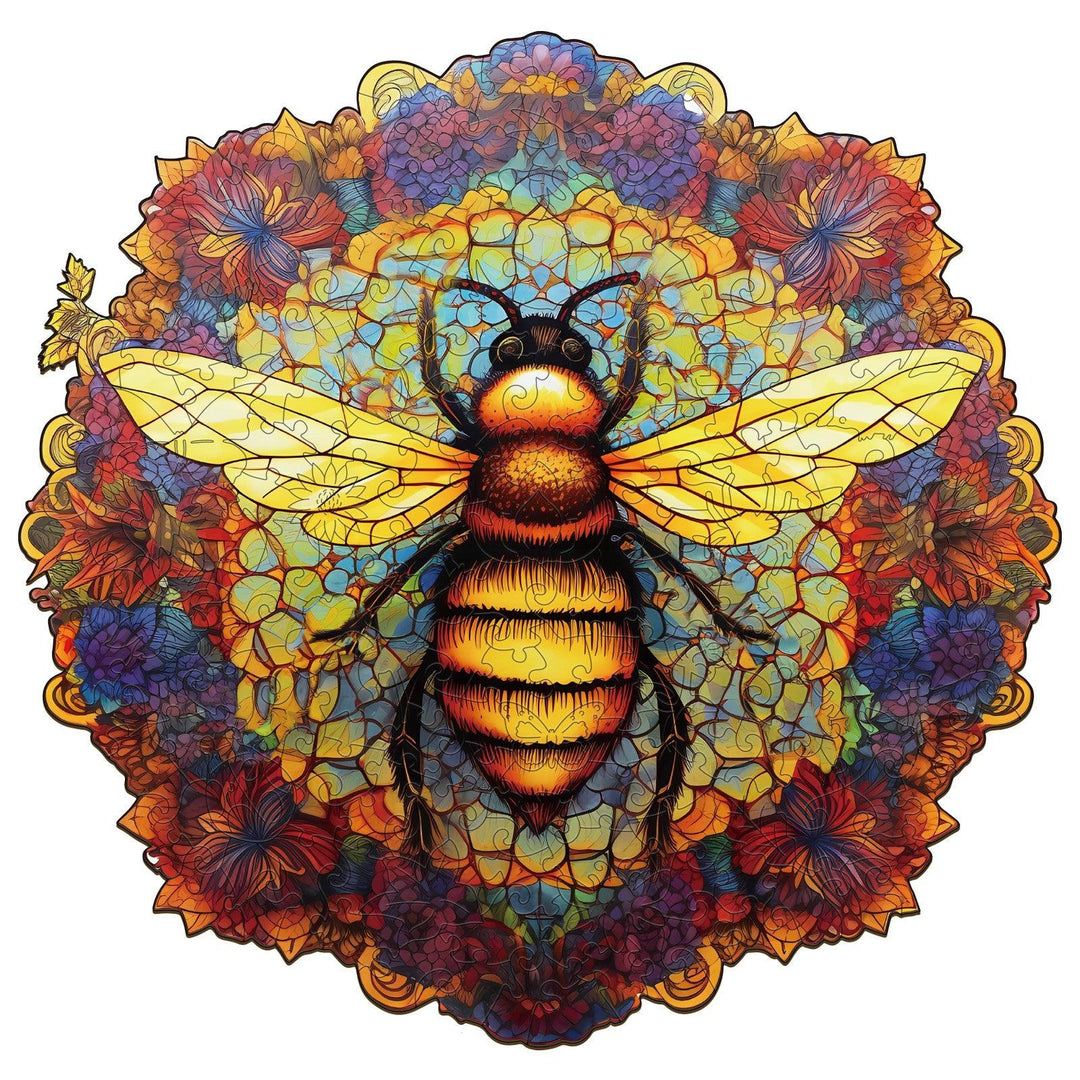Mandala Bee Wooden Jigsaw Puzzle-Woodbests