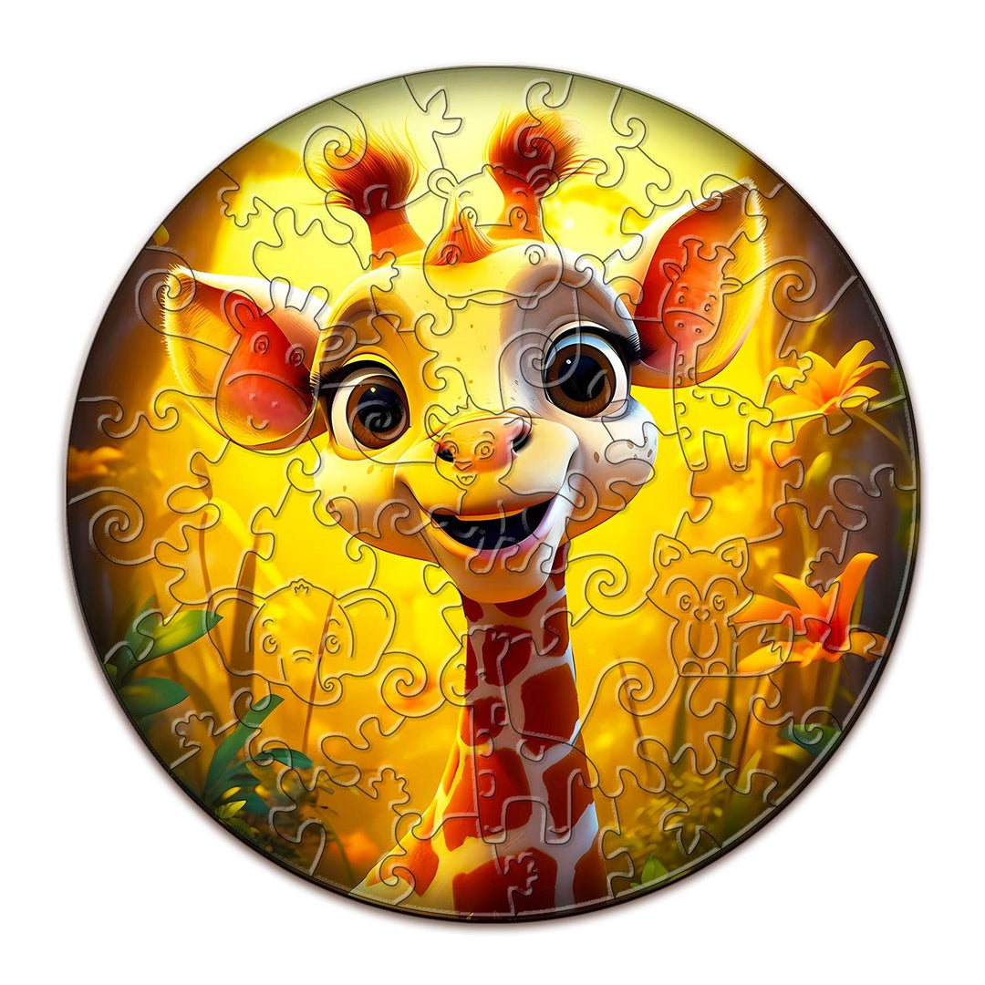 Cute Giraffe Children's Wooden Jigsaw Puzzle-Woodbests