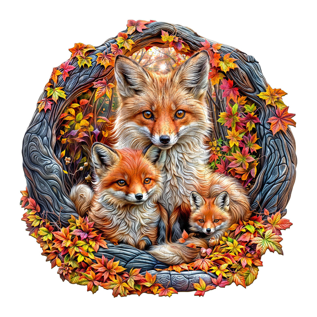 Parent-child fox Wooden Jigsaw Puzzle