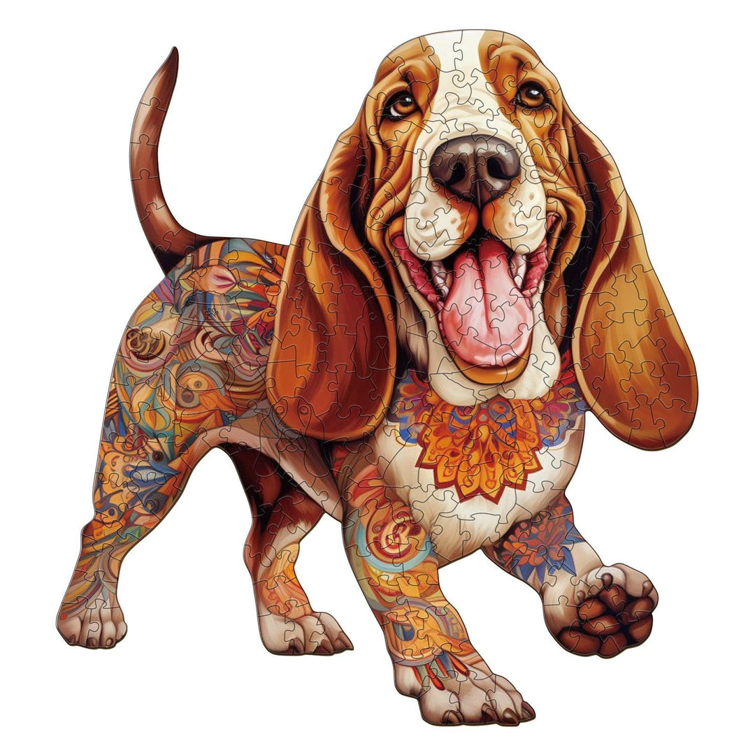 Basset Hound-2 Wooden Jigsaw Puzzle-Woodbests