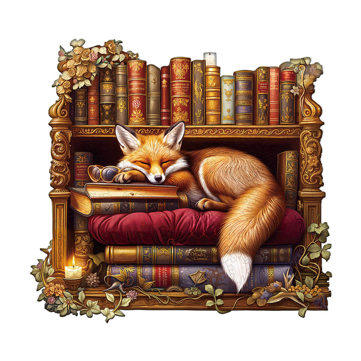 Sleep Library-Fox Wooden Jigsaw Puzzle