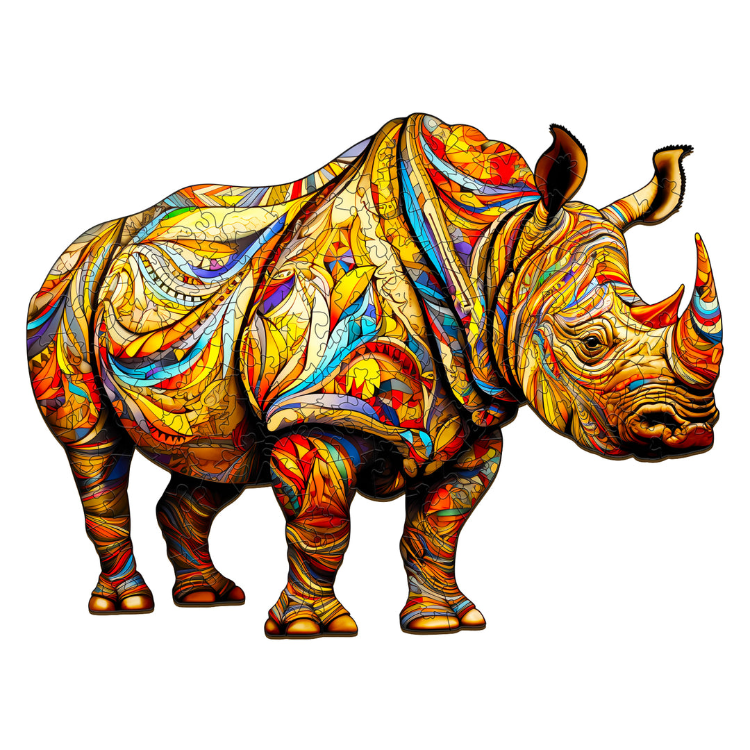 Fierce Rhinoceros Wooden Jigsaw Puzzle