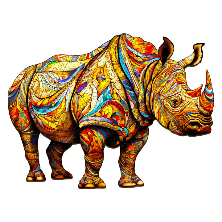 Fierce Rhinoceros Wooden Jigsaw Puzzle