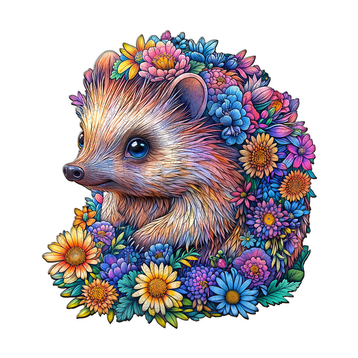 Flower ball hedgehog Wooden Jigsaw Puzzle