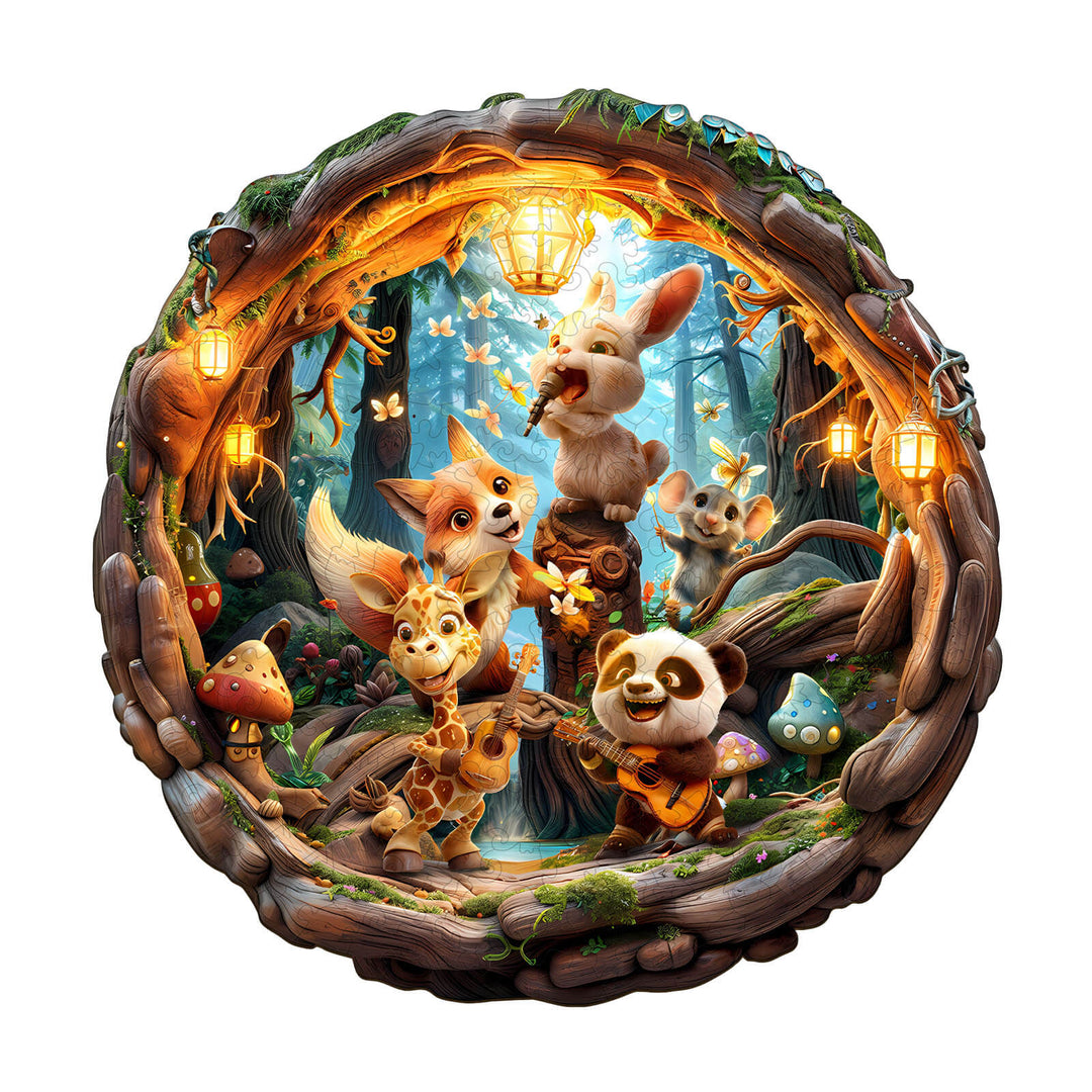 Animal party-1 Wooden Jigsaw Puzzle